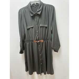 Always Indigo - Army Green - NWT - PXL Roll Tab Sleeves 35” Dress